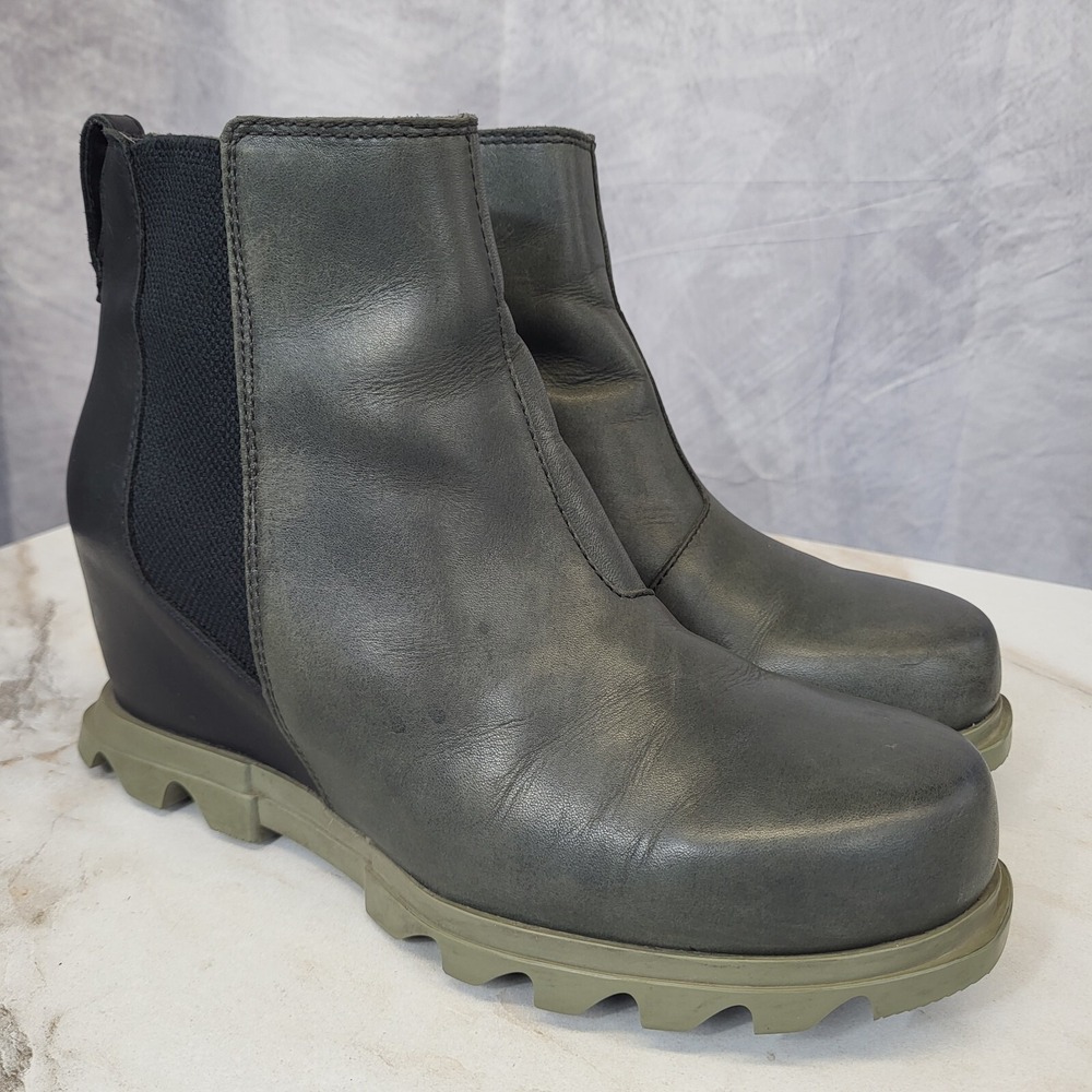 Sorel Joan of Arctic Wedge III Chelsea Boots Grey/Black Women's 9.5